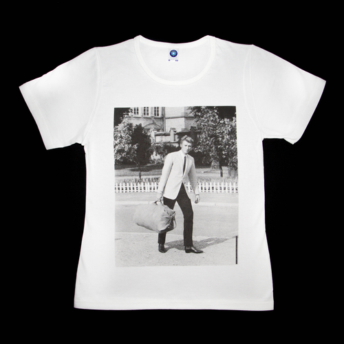 Premium organic white T-shirt, Johnny Hallyday